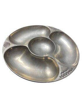 Vintage Wilton Armetale Reggae Chip Dip Server 820094 Divided Platter Aluminum